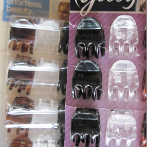 12 Scunci EffortlessBeauty 5/8" Small Plastic Jaw Hair Clips Black Frosted Clear - Picture 8 of 8